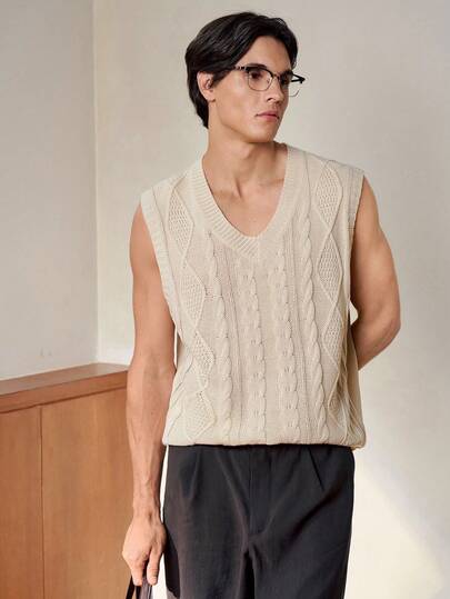 RONVEXI Men's Solid Color Minimalist Sleeveless Knit Vest, Casual Everyday Wear,Summer