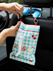 Zazumi 1 Portable Car Tissue Box, Multifunctional And Cute Dopamine Paper Box In The Car, Seat Storage, Hanging Tissue Storage Bag - Multicolor - View 11