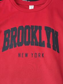 SHEIN 8件套/套 青少年男童休闲宽松字母图案圆领T恤和短裤套装，适合通勤、上学、日常穿着、运动、春夏穿着 - 彩色 - 查看 9