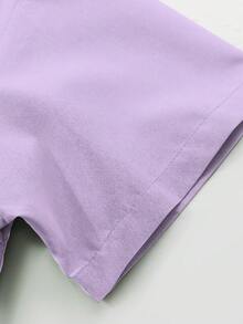 Manfinity EMRG Men's Casual Simple Short Sleeve Shirt, Summer - Mauve Purple - View 6