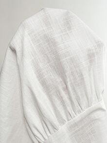 SHEIN 孕妇夏季休闲纯色衬衫 - 白色 - 查看 6