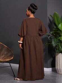 Veslaya Đầm maxi dáng chữ A tay phồng cổ chữ V sâu, chất liệu màu nâu trơn, cao cấp, sang trọng dành cho nữ mùa Xuân & Hè 2026. Thích hợp cho các dịp: Lễ hội âm nhạc, Lễ Phục sinh, Phong cách miền Tây, Du mục, Tiệc sinh nhật, Lễ tốt nghiệp, Đại học, Sinh viên, Thường ngày, Cơ bản, Giải trí, Kỳ nghỉ, Du thuyền, Bãi biển, Tắm nắng, Phong cách thịnh hành, Thời trang đường phố, Khách dự đám cưới, Đi làm, Ăn trưa muộn, Sân bay, Tiệc tùng, Ngày lễ, Tiệc chiêu đãi sang trọng, Dạ hội, Thường ngày, Cao cấp. - màu nâu - Xem 4