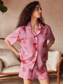 波西米亚海洋印花女士家居服套装 - 彩色 - 查看 4