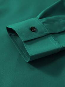 Manfinity Nomadique 男士前开襟复古西部风休闲衬衫 男士牛仔衬衫 老式复古牛仔衬衫 男士竞技服装 男士西部上衣 墨西哥男士衬衫 - 墨綠色 - 查看 5