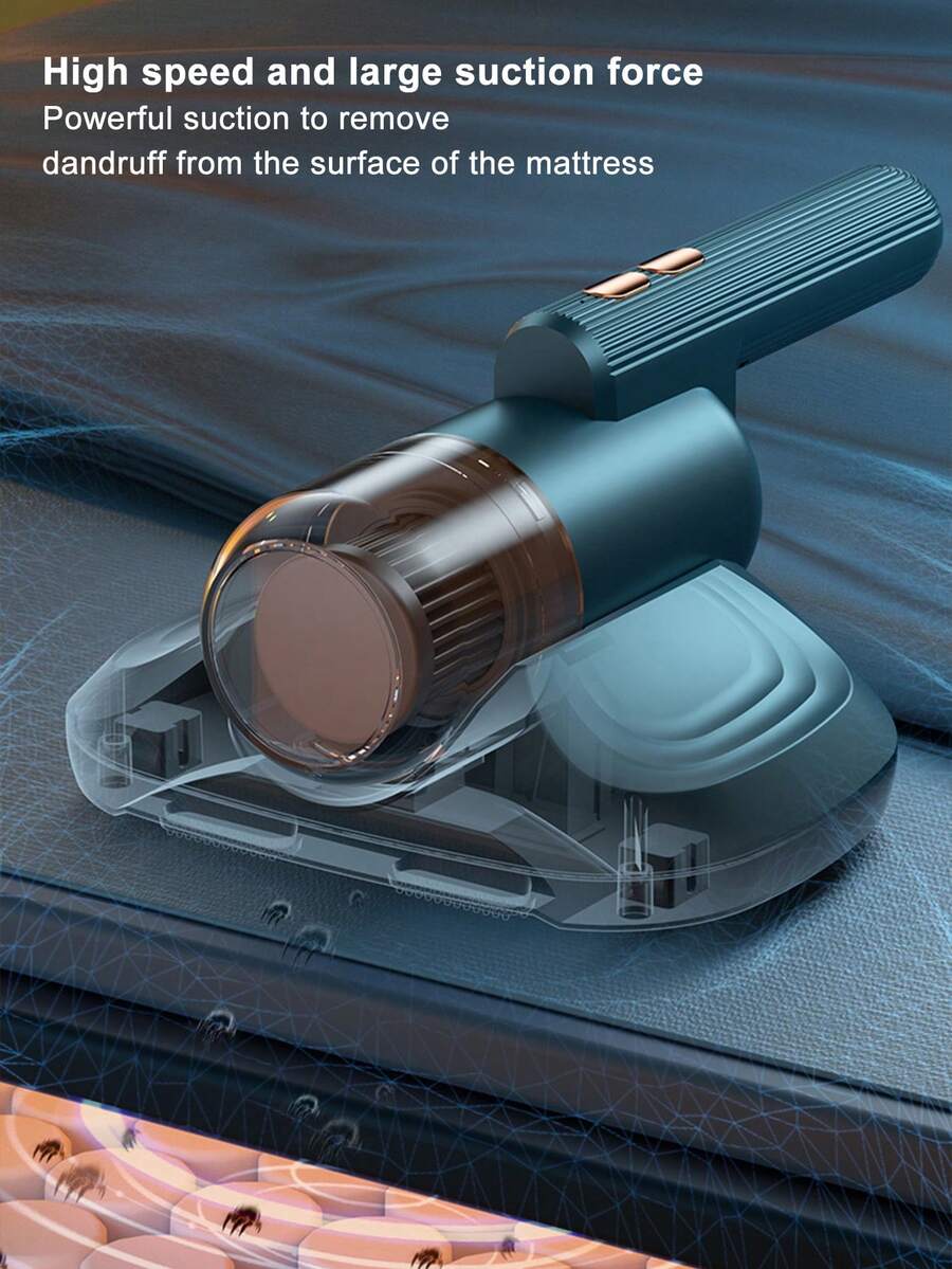 Teckwe 1 pieza Aspiradora inalámbrica portátil para eliminar ácaros con filtración HEPA, succión potente de 10kPa, luz UV, bajo nivel de ruido, larga duración de batería de 1200mAh, fácil de usar, color blanco, gris o rosa, ideal para mascotas, hogar, dormitorio, sala de estar, alfombras, camas, colchones y sofás, limpieza profunda y reducción de alérgenos. - Multicolor - Ver 1