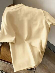 Manfinity Dauomo 男士圆领短袖小熊图案休闲T恤，夏季 - 杏色 - 查看 2