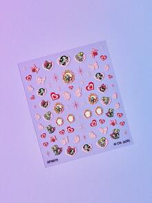 FanGlow THE POWERPUFF GIRLS X SHEIN 4片可爱花朵、泡泡、毛茛图案美甲浮雕贴纸 - 女士自粘美甲贴花，5D浮雕效果，可爱、有趣、精致的主题，易于粘贴，可用于美甲装饰、DIY、节日礼物、派对风格 - 彩色 - 查看 16
