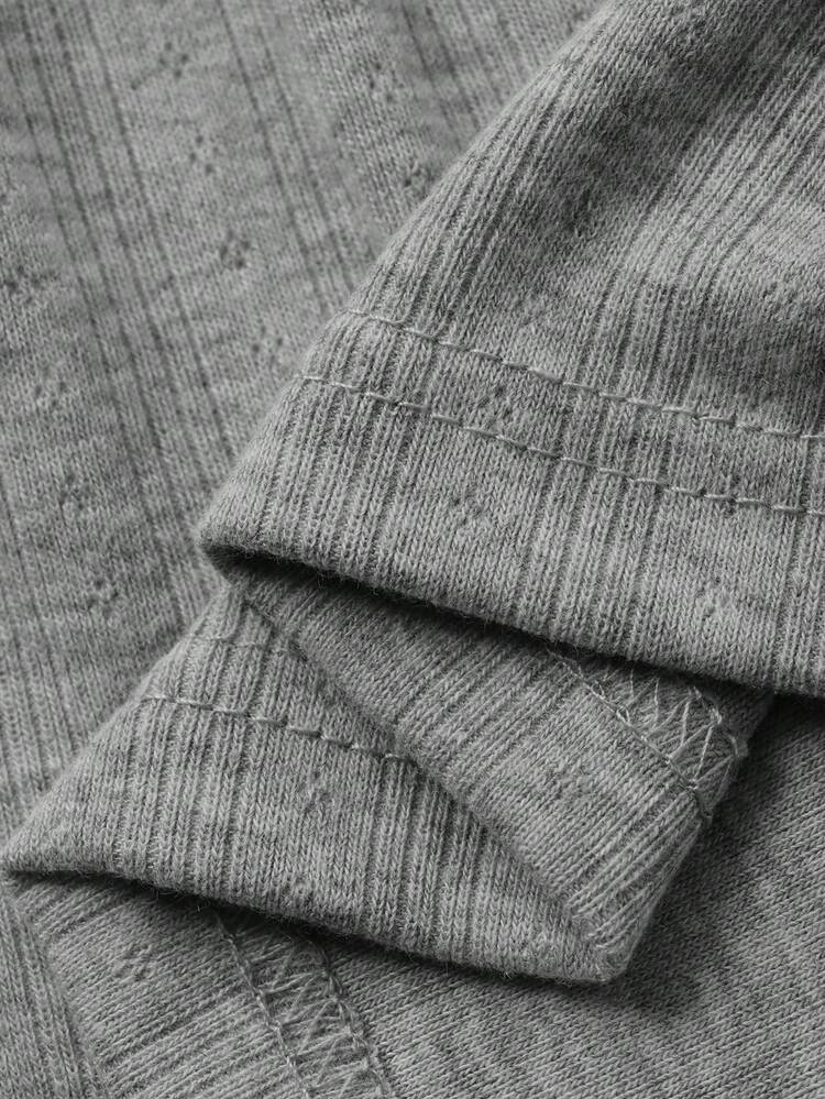 Comfortable Jacquard Knit Fabric Women Pajama Set, Casual Homewear