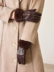 MOTF PREMIUM GUANTES DE CUERO DE CINCO DEDOS ACOLCHADOS Y CÁLIDOS EN COLOR CAQUI, PARA OTOÑO/INVIERNO - Marrón - Ver 7