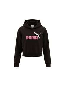 Puma ESS 2 Color NO. 1 Logo Kids Short Length Hoodie Black / Poised Pink - Black Pink - 查看 1