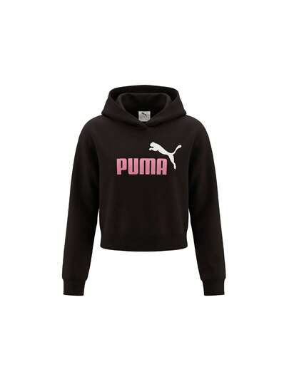 Puma ESS 2 Color NO. 1 Logo Kids Short Length Hoodie Black / Poised Pink
