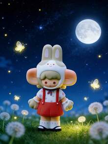 POKOJA LAND Boîte surprise (sans rembourrage en peluche), convient comme cadeau de fête pour les amis, boîte surprise de figurines d'animaux en costume de lucioles de la forêt nocturne - 14 modèles au total (12 réguliers + 2 cachés), jouets de collection en ABS avec accessoires de coiffure et de salopette pour animaux, cadeau réfléchi pour les amis et la famille, décoration unique pour les étagères/bureaux, ensemble de personnages thématiques de la forêt nocturne enchantée pour les collectionneurs de figurines - Tide play blind box - Voir 10