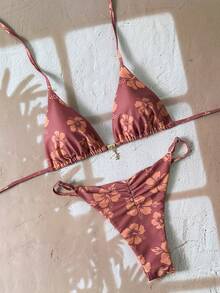 Swim Vcay Women's Tropical Print Two Pieces Bikini Set, Casual Holiday Style - Multicolor - View 2