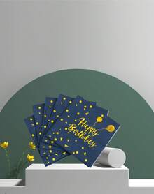 24pcs/Set Navy Blue & Gold Foil Happy Birthday Disposable Napkins, 13*13 Inch 2 Ply Navy Blue Elegant Metallic Gold Foil Dessert Napkins For Women Party Supplies,Christmas - Multicolor - View 7