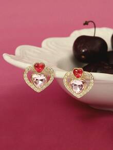 Glisma أقراط أنيقة على شكل قلب من الزركونيا، أقراط ساحرة، هدية للنساء، الملابس، المال القديم، معدني/نسيج، حجر كريم، للأم/المرأة/الفتاة/الأم، متميز، عتيق، أنيق، قلب، عيد الحب، هدية - الذهبي - مشاهدة 7