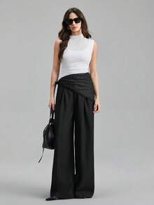 Ontre Women's Asymmetric Asymmetrical Hem Oblique Collar Sleeveless T-Shirt, Urban Commute Business Casual Elegant Top, Suitable For Vacation, Wedding Guest, Party, Summer - White - View 7