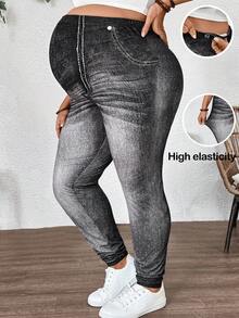 Plussiva 孕妇加大码休闲高弹透气打底裤 - 黑色 - 查看 10