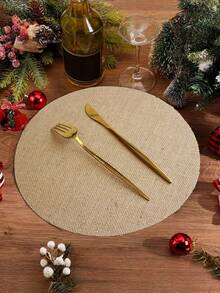 50PCS/30Pcs/20Pcs/12Pcs Round Linen Jute Table Placemat ,Flowerpot Mat,Heat Insulation Dining Table Pad For Kitchen And Restaurant,Wedding Tablecloth,Wedding Decor,Home Decor ,Room Decor, Suitable For Wedding Party, Birthday Party, Family Gathering, Restaurant Decoration - Khaki - View 9