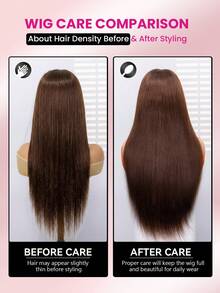 ALL READY WIG Chocolate Brown Bone Straight Human Hair Wig 180% Density 6x4 Lace Frontal Pre-Plucked Brazilian Virgin Hair Wig For Women Natural Hairline No Glue Needed 100% Human Hair