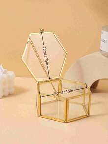 1 Pieza Caja de Almacenamiento de Joyas de Anillo de Vidrio Hexagonal Dorado de Lujo, Organizador de Gran Capacidad para Exhibir Múltiples Anillos, Ideal como Regalo para Boda, Compromiso, Día de San Valentín, Cumpleaños, Aniversario, Fiesta, Celebración, Viaje, Tocador, Decoración Navideña, Caja de Regalo para Joyas, Soporte de Anillos - transparente - Ver 18