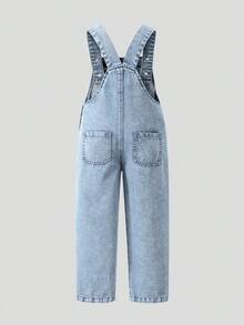 Young Girls' Fashion Applique Suspender Pants (No Top) - Light Wash - View 2