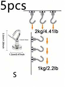 1/3/5/6/910 个装钕磁铁强力圆形免钻孔磁性挂钩，适用于包袋收纳、厨房、露营、邮轮、返校、宿舍、墙面储物、车库、户外烧烤等。 - 黑色 - 查看 21