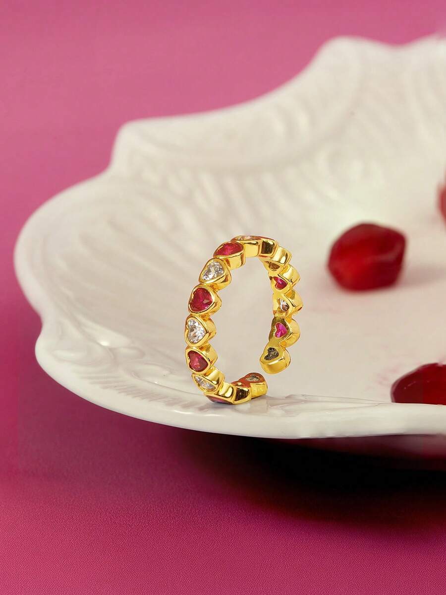 Glisma Women Single Ring,Outfits, Old Money,Metallic/Texture,Gemstone,For Mom/Women/Girl/Mother,Premium,Vintage,Classy,Heart Old Money,Outfits,Classy,Metallic/Texture,Vintage,Elegant,For Mom/Women/Girl/Mother,Gemstone,Heart,Valentine's Day,Gold,Easter,Travel/Beach/Vacation,Boho,Grunge - Gold - View 1