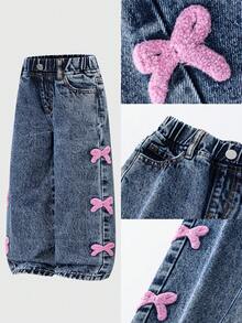 Playful Pals Girls' Versatile Fashion Distressed Straight Leg Blue Jeans - Medium Wash - View 7