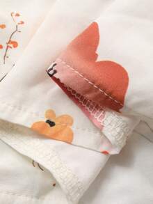 DAZY Floral Print Tie Neck Loose Lantern Sleeve Women Nightgown - White - View 10