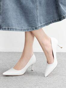 CUCCOO BIZCHIC Women's Pointed Toe Stiletto High Heel Burgundy Pumps, Minimalist Comfortable Commute Daily Versatile Office Lady High Heels, Elegant Fashion Sexy Heels Suitable For Work, Party, Banquet For Christmas Spring Shoes - Classic Stone White - View 5