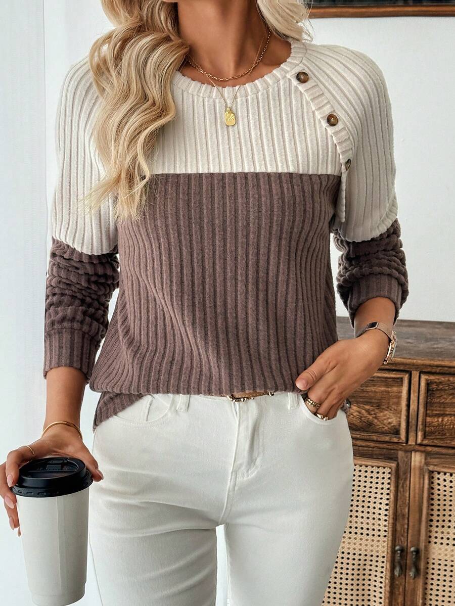 EMERY ROSE Áo nữ dài tay, áo len mỏng nhẹ mùa thu, áo kiểu dài tay đơn giản cho nữ. - Nhiều màu - Xem 1