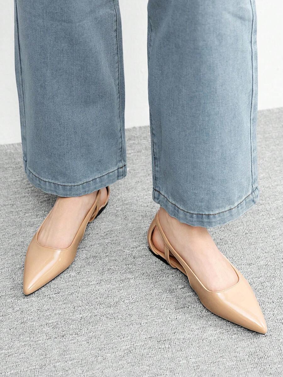 CUCCOO BIZCHIC Women's Casual Versatile Commuting Minimalist Pointed Toe Flats Spring Shoes - Apricot - View 1