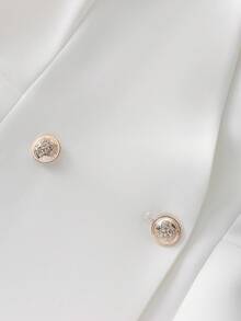 Franclia 女士双排扣优雅纯色时尚薄款西装背心 - 白色 - 查看 4