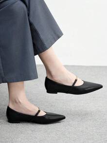 CUCCOO BIZCHIC Chaussures  enrobé noir mat à bout pointu confortables et sans laçage pour femmes, polyvalentes pour le travail et les déplacements - Noir - Voir 5