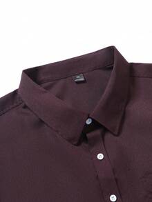 Manfinity Mode Camisa de manga larga con botones para hombre, casual y de oficina - Marrón Chocolate - Ver 5