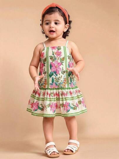 Travachic KIDS Baby Girl Ditsy Floral Woven Spaghetti Strap Dress