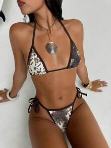 Aloruh 女士夏季新款扎染印花比基尼套装，性感派对音乐节泳装，女士海滩度假装 - 彩色 - 查看 2