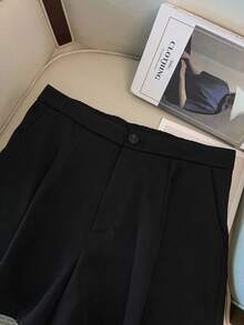 GlowEve CURVE 大码女装两件套：法式蕾丝边背心上衣和短裤套装，优雅时尚休闲风 - 黑色 - 查看 6