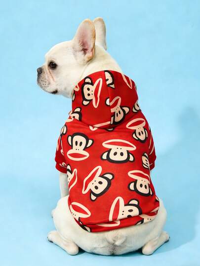 Paul Frank X SHEIN 1pc Cute Cartoon Pattern Pet Hoodie Sweatshirt, Cat/Dog Clothes, Sizes XXS-XXXXL, Extra Small To Extra Large, Monkey, Fashion