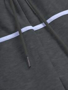 PAVTROS Men's Casual Drawstring Waist Double Waistband Printed Shorts - Dark Grey - View 6