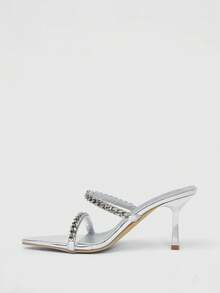 CUCCOO SZL Kvinnors klackade sandaler - Silver - Visa 8