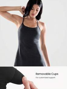 GLOWMODE Softy Velvaire Everyday Ease Super Soft Bonded Adjustable Y-Back Strap Removable Cups A-Line Dress Low Impact Daily Casual Wear - Black - View 3