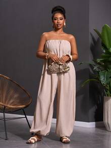 Veslaya Bộ jumpsuit dáng rộng không dây vai màu mơ cao cấp, chất liệu vải dệt họa tiết, dành cho nữ, thích hợp cho các dịp lễ hội âm nhạc, lễ Phục sinh, phong cách miền Tây, du mục, tiệc sinh nhật, lễ tốt nghiệp, đại học, sinh viên, thường ngày, dễ phối đồ, giải trí, kỳ nghỉ, du lịch biển, bãi biển, tắm nắng, xu hướng thịnh hành, thời trang đường phố, dự tiệc cưới phong cách Boho, đi làm, ăn sáng muộn, sân bay, tiệc tùng, dã ngoại ngày lễ, dạ hội sang trọng, vũ hội, thường ngày. Bộ jumpsuit dáng rộng không dây vai, ống côn, màu mơ cao cấp, chất liệu vải dệt họa tiết, dành cho nữ cỡ lớn. - Màu be - Xem 8
