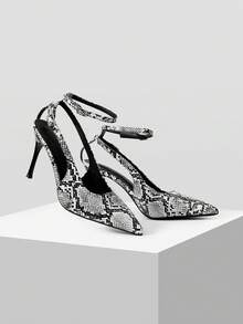 CUCCOO SZL Women's Pointed Toe Snake Skin Pattern Buckle Design Elegant High Heel Shoes, Suitable For Daily Wear Valentine's Day