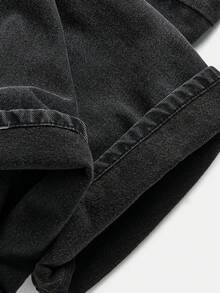 SHEIN Teen Girls' Casual Everyday Washed Elastic Waist Jeans - Black - View 3