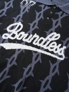 ROMWE MEN Men's Casual Printed Knit Sweater - Black - View 4