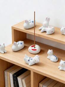 Madebyblanc Ceramic Square Incense Holder With Animal - Cute Rabbit & Cat Incense Burner For Sticks, Mini Zen Home Desk Decor, Creative Aromatherapy Gift For Pet Lovers,Square Ceramic Incense Holder - Cute Animal (Rabbit, Cat) Incense Stick Burner - Multicolor - View 10