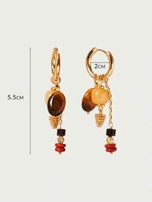 Glisma 18K镀金串珠复古独特水滴耳环，适合搭配各种服饰，哥特风/哥特式，复古韵味，串珠设计，西部风情，金属质感，宝石镶嵌，秋冬款，送给妈妈/女士/女孩/母亲的礼物，高端品质，复古风格，十字架造型，情人节礼物 - 金黃色 - 查看 6