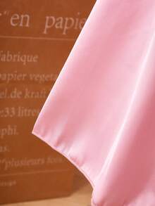 少女甜美粉色不对称肩部蝴蝶结连衣裙，优雅设计，适合度假、生日、家庭聚会、派对等各种场合，夏季必备 - 粉色 - 查看 3