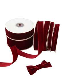 1PC, Size 7, Wine Red Single-Sided Non Elastic Colored Velvet Ribbon, Velvet Ribbon, Plush Ribbon, Bow DIY Clothing (Length May Have Deviation When Measured By Hand)